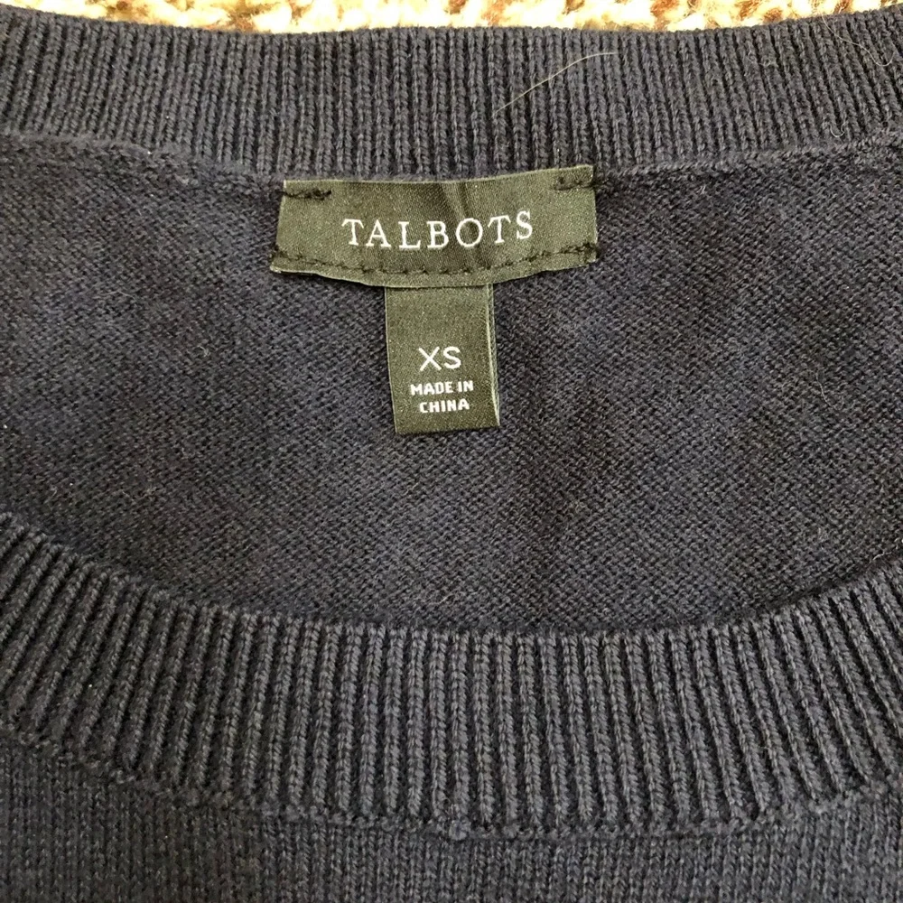 Talbots Festive Navy Sweater with Christmas Trees - Picture 6 of 6